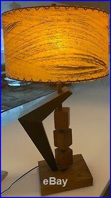 Fantastic Vintage 50s Boomerang Cubes Lamp Fiberglass Shade Mid Century Modern