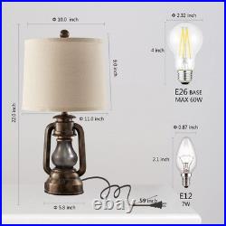 Farmhouse Lantern Table Lamps for Living Room Set of 2 Vintage Bedroom