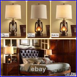 Farmhouse Lantern Table Lamps for Living Room Set of 2 Vintage Bedroom
