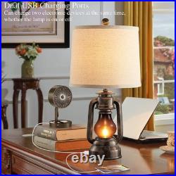 Farmhouse Lantern Table Lamps for Living Room Set of 2 Vintage Bedroom