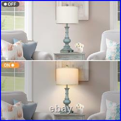 Farmhouse Table Lamps Set of 2 26 Vintage Rustic Blue Dimmable USB Ports AC