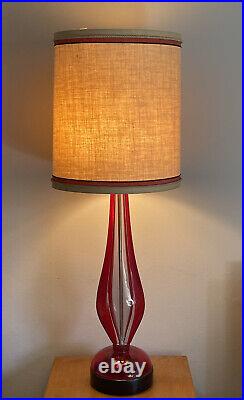 Flavio Poli Antique Red Murano Glass Modern Table Lamp Vintage Italian Seguso 50