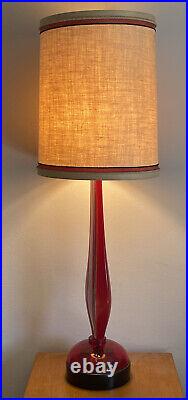 Flavio Poli Antique Red Murano Glass Modern Table Lamp Vintage Italian Seguso 50