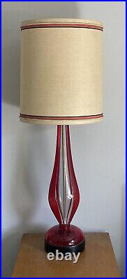 Flavio Poli Antique Red Murano Glass Modern Table Lamp Vintage Italian Seguso 50