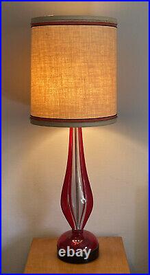 Flavio Poli Antique Red Murano Glass Modern Table Lamp Vintage Italian Seguso 50