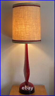 Flavio Poli Antique Red Murano Glass Modern Table Lamp Vintage Italian Seguso 50