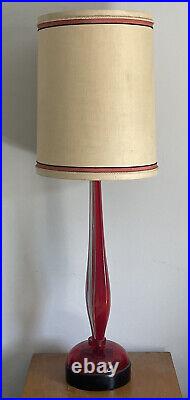 Flavio Poli Antique Red Murano Glass Modern Table Lamp Vintage Italian Seguso 50