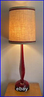 Flavio Poli Antique Red Murano Glass Modern Table Lamp Vintage Italian Seguso 50