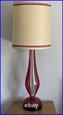 Flavio Poli Antique Red Murano Glass Modern Table Lamp Vintage Italian Seguso 50
