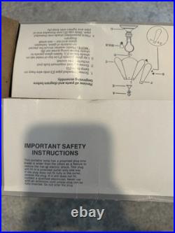 Floral Rose & Butterfly Lamp Brass withSix Painted Rose Glass Panels NIB NOS