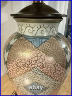 Frederick Cooper Hand-Painted Ceramic Table Lamp Vintage Asian-Inspired & Shad