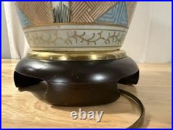 Frederick Cooper Hand-Painted Ceramic Table Lamp Vintage Asian-Inspired & Shad