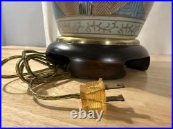 Frederick Cooper Hand-Painted Ceramic Table Lamp Vintage Asian-Inspired & Shad