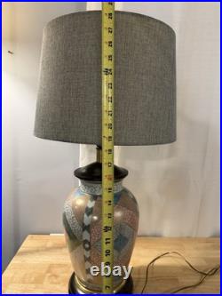 Frederick Cooper Hand-Painted Ceramic Table Lamp Vintage Asian-Inspired & Shad