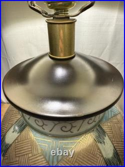 Frederick Cooper Hand-Painted Ceramic Table Lamp Vintage Asian-Inspired & Shad