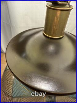 Frederick Cooper Hand-Painted Ceramic Table Lamp Vintage Asian-Inspired & Shad