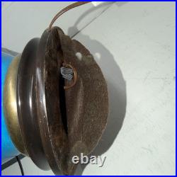 Frederick Cooper Vintage Large Blue Ceramic Lamp Unique Rare Metal Wood Base