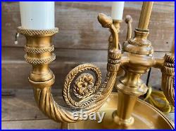 French Bouillotte Style Table Lamp Vintage 3 Candlestick Brass Finish NO Shade
