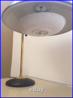 GERALD THURSTON Vintage Mid-century Modern Saucer table Lamp black and brass