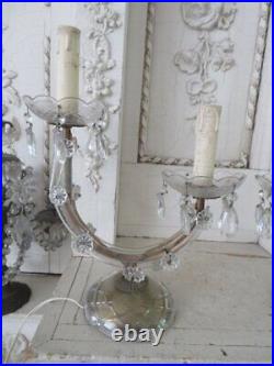 GORGEOUS Old Vintage PAIR Girandole TABLE LAMPS Chandelier Style Lights Crystals