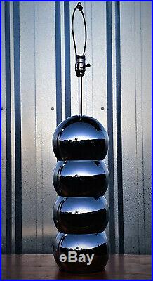 George Kovacs 4 Stacked Chrome Balls Orbs Table Lamp 7 Diameter Vintage MCM