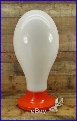 Giant Glass Light Bulb Table Lamp Pop Art Orange Mid Century Vtg 60s 70s