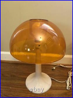 Gilbert MCM Orange Amber Mushroom Dome Table Lamp Excellent Condition Bnwot