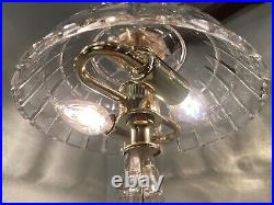 Gorgeous Dresden Vintage Cut Crystal & Brass Table Lamp & Dome Shade Signed