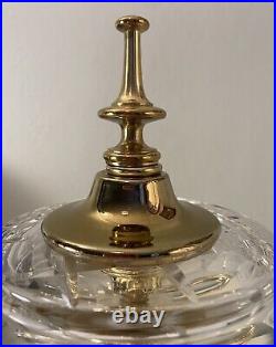Gorgeous Dresden Vintage Cut Crystal & Brass Table Lamp & Dome Shade Signed