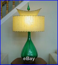 Gorgeous Vintage Blenko Green Glass Table Lamp