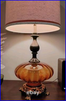 Gorgeous Vintage Blown Glass Table Lamp Hollywood Regency Style 1960s/1970s