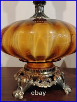 Gorgeous Vintage Blown Glass Table Lamp Hollywood Regency Style 1960s/1970s