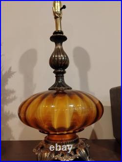 Gorgeous Vintage Blown Glass Table Lamp Hollywood Regency Style 1960s/1970s