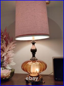 Gorgeous Vintage Blown Glass Table Lamp Hollywood Regency Style 1960s/1970s
