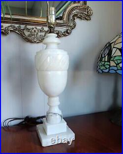 Gorgeous Vintage Neoclassical Italian Carved Art Alabaster Marble Table Lamp