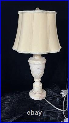 Gorgeous vintage hand carved alabaster boudoir/table/desk lamp withshade