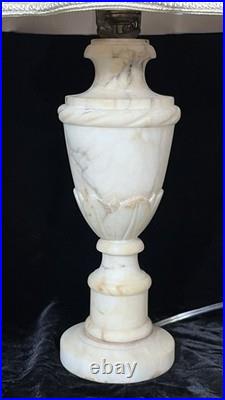 Gorgeous vintage hand carved alabaster boudoir/table/desk lamp withshade