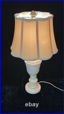 Gorgeous vintage hand carved alabaster boudoir/table/desk lamp withshade