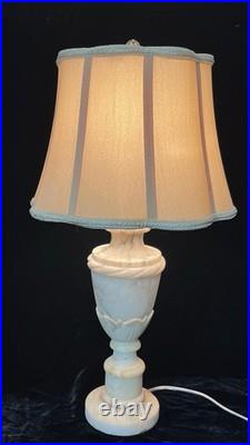 Gorgeous vintage hand carved alabaster boudoir/table/desk lamp withshade