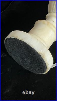 Gorgeous vintage hand carved alabaster boudoir/table/desk lamp withshade