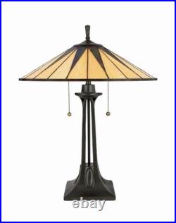 Gotham Table Lamp Vintage Bronze Tiffany Glass Dimmable Pull Chain 25
