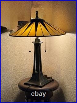 Gotham Table Lamp Vintage Bronze Tiffany Glass Dimmable Pull Chain 25