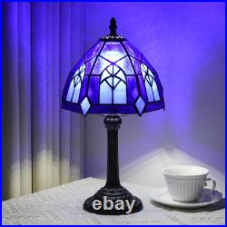 Gothic Tiffany Style Stained Glass Table Lamp 8 Inch Small Vintage Accent Light