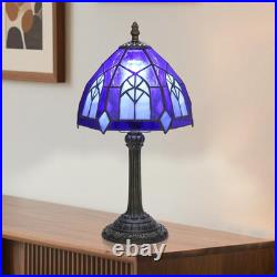 Gothic Tiffany Style Stained Glass Table Lamp 8 Inch Small Vintage Accent Light
