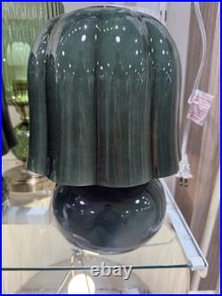 Green Glass Mushroom Table Lamp Mid Century Modern Retro Vintage Style 13