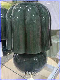 Green Glass Mushroom Table Lamp Mid Century Modern Retro Vintage Style 13