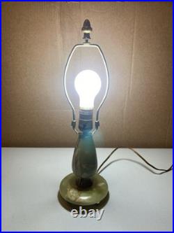 Green Onyx Round Table Lamp Vintage 16 Light & Shade