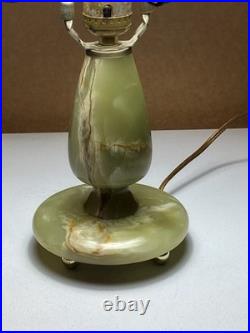Green Onyx Round Table Lamp Vintage 16 Light & Shade