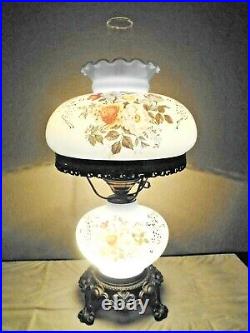 Gwtw A Vintage 3-way Fancy Blue Milk-glass Floral Display Table Hurricane Lamp