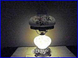 Gwtw A Vintage 3-way Fancy Blue Milk-glass Floral Display Table Hurricane Lamp